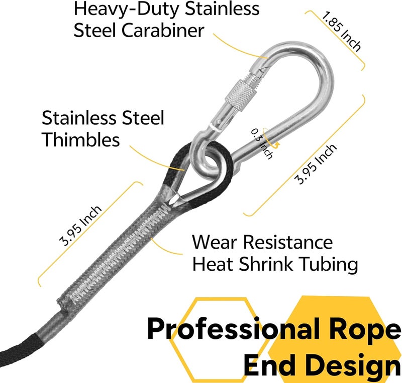 WiseRoot 8mm Static Climbing Rope: Heavy Duty Outdoor Rock Climbing Rope for Arborist Tree Work, Rescue, Camping & Hiking, (10m/32ft, 20m/64ft, 30m/96ft) Orange/Black (Black, 96 Feet) - Image 3